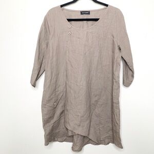 Eva Tralala Tan Lagenlook Linen Tunic Blouse